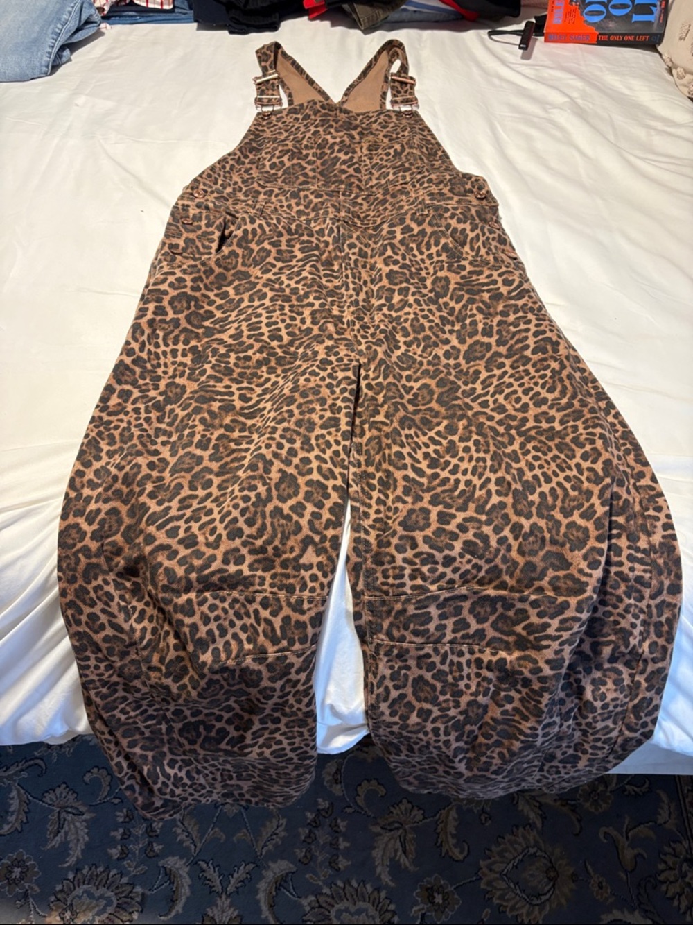 Leopard Print Women's Overalls Jumpsuit - Brown
